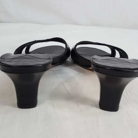 Leather Slip On Sandal Black Crock Print Italy - Picture 5 of 6